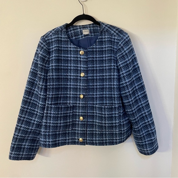 J.Crew Factory Lady Jacket Baltic Blue Boucle Tweed 16 - Picture 3 of 7